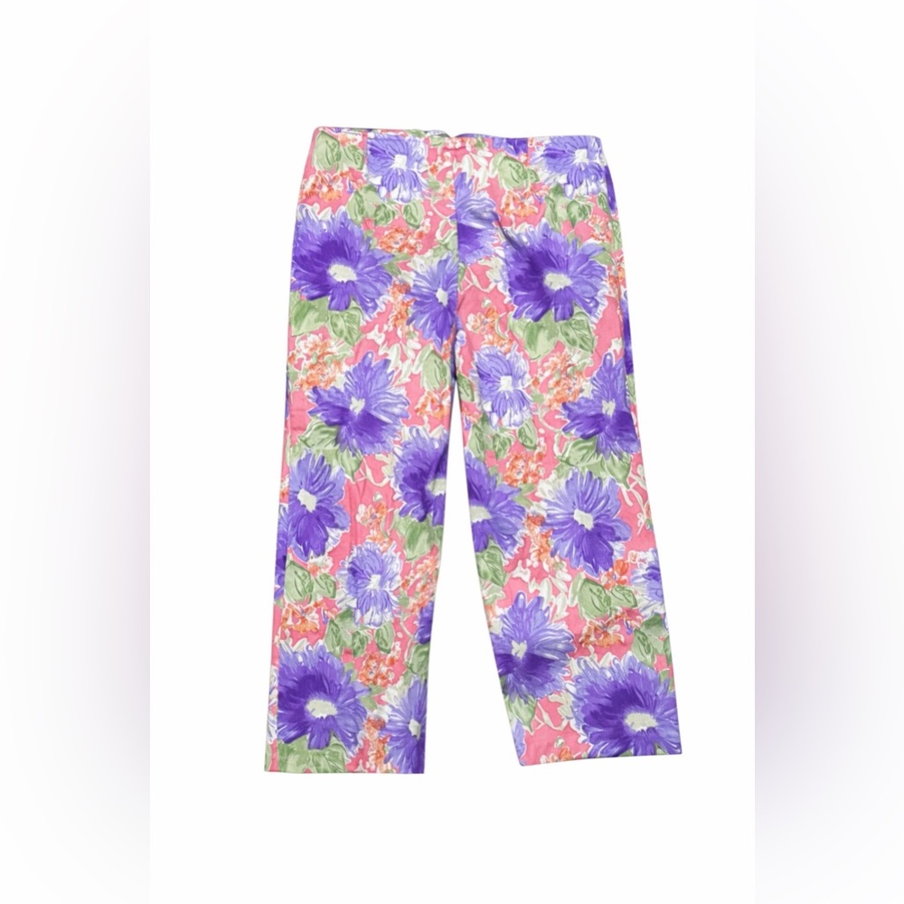 Carolina Blues Floral Cropped Pants Women Size 10 Pink Purple Cotton - Picture 2 of 2